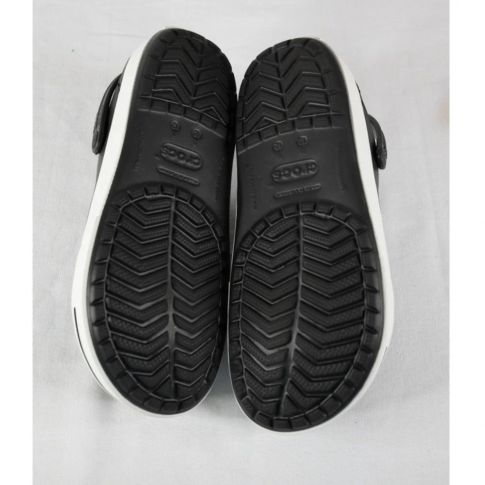 Crocs Crocband Clogs Mens 10 Womens 12 Black Excellent Sporty Slip On Shoes